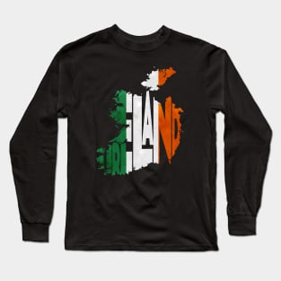 Ireland Typo Map Long Sleeve T-Shirt